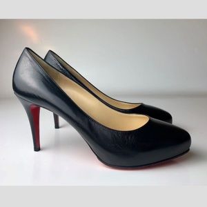 Louboutin Declic 90 Black Leather Heels Euro 40.5
